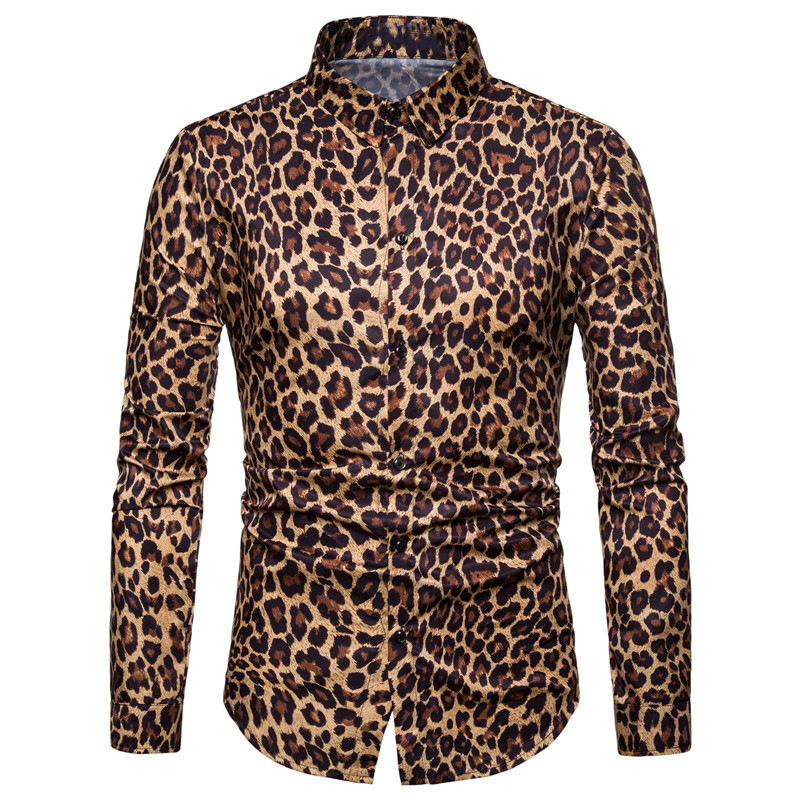 Leopard print long sleeve shirt men's shirt 57 01
