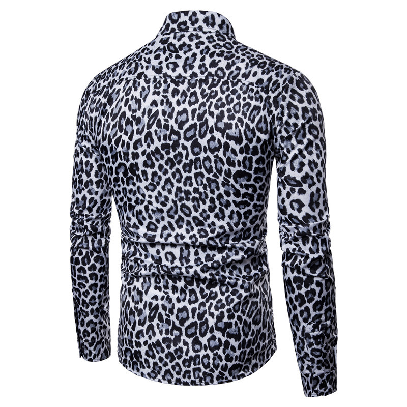 Leopard print long sleeve shirt men's shirt 58 02
