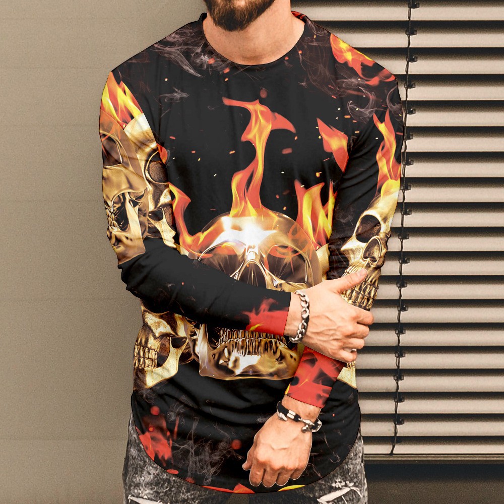 Long Sleeve Round Neck T-Shirt 3D Digital Printing 35 02