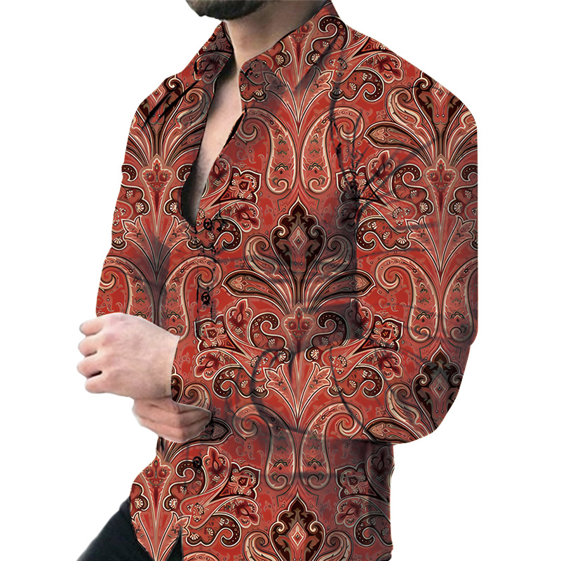 Men's casual long sleeve oversized floral shirt 18 01