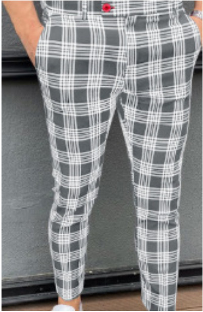 Men's geometric print mid-rise straight-leg trousers 39