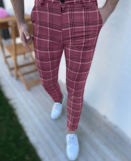 Men's geometric print mid-rise straight-leg trousers 40 02