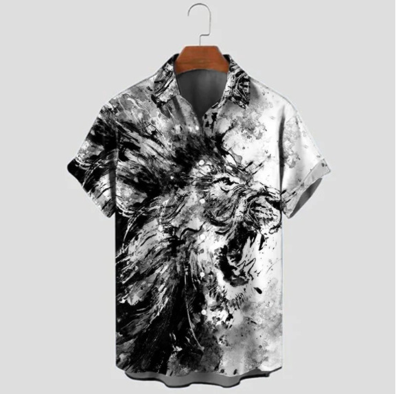 Printed Casual Short Sleeve Lapel Hawaiian Cardigan 60 01